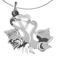 Colgante de cisne de plata de ley (bañado en rodio o oro amarillo)