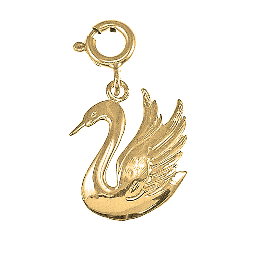 Yellow Gold-plated Silver Swan Pendant