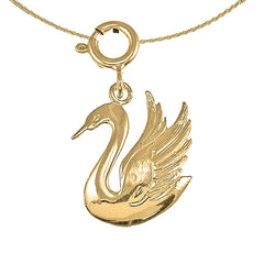 Colgante de cisne de plata de ley (bañado en rodio o oro amarillo)