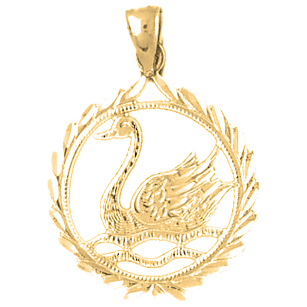 Yellow Gold-plated Silver Swan Pendant