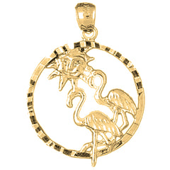 Yellow Gold-plated Silver Flamingo Pendant