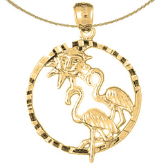 Sterling Silver Flamingo Pendant (Rhodium or Yellow Gold-plated)