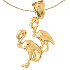 Sterling Silver Flamingo Pendant (Rhodium or Yellow Gold-plated)