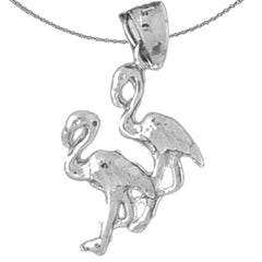 Sterling Silver Flamingo Pendant (Rhodium or Yellow Gold-plated)
