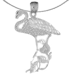 Sterling Silver Flamingo Pendant (Rhodium or Yellow Gold-plated)