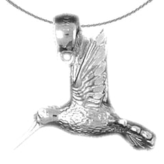 Colgante de colibrí de plata de ley (bañado en rodio o oro amarillo)