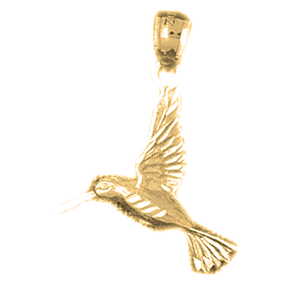 Yellow Gold-plated Silver Hummingbird Pendant