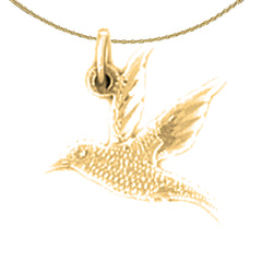 Colgante de colibrí de plata de ley (bañado en rodio o oro amarillo)