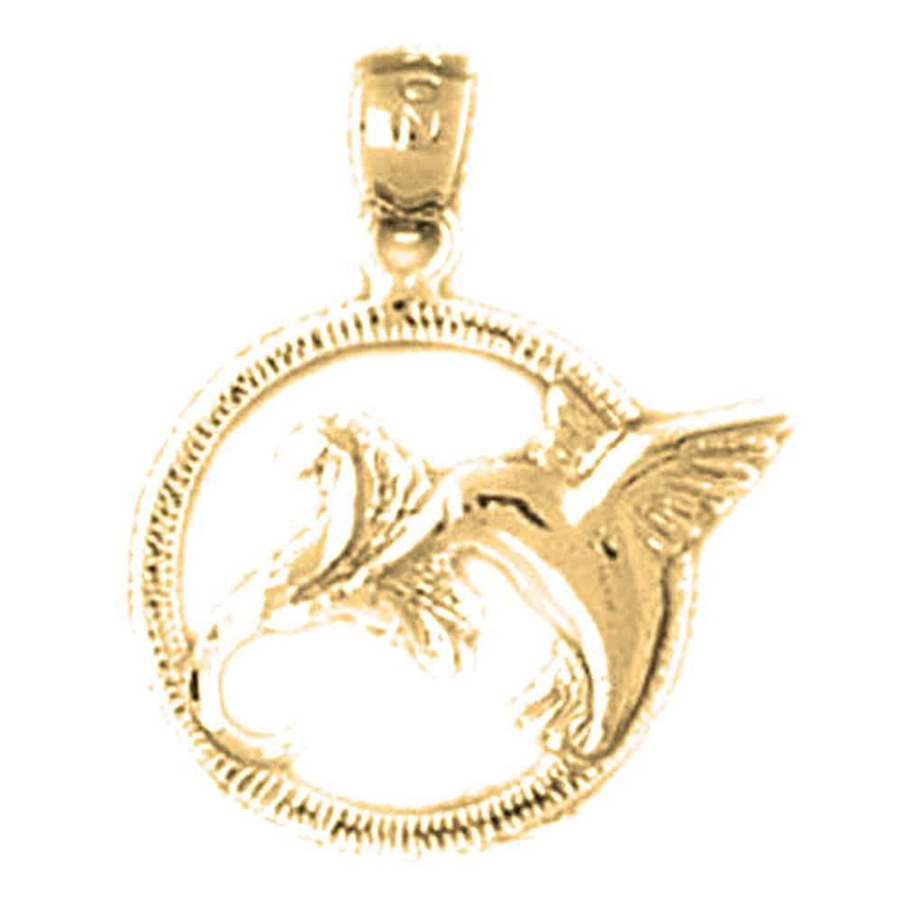 Yellow Gold-plated Silver Hummingbird Pendant