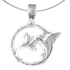 Colgante de colibrí de plata de ley (bañado en rodio o oro amarillo)