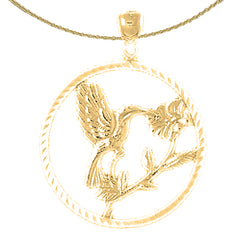 Colgante de colibrí de plata de ley (bañado en rodio o oro amarillo)