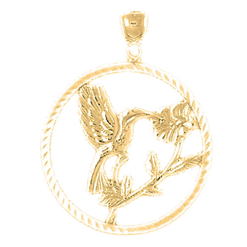 Yellow Gold-plated Silver Hummingbird Pendant