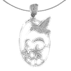 Colgante de colibrí de plata de ley (bañado en rodio o oro amarillo)