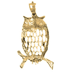 Yellow Gold-plated Silver Owl Pendant