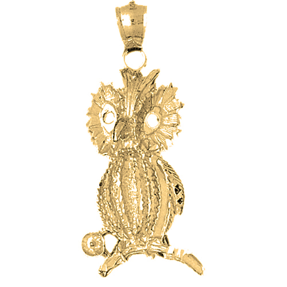 Yellow Gold-plated Silver Owl Pendant