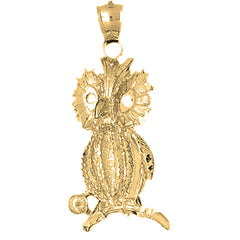 Yellow Gold-plated Silver Owl Pendant