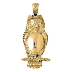 Yellow Gold-plated Silver Owl Pendant