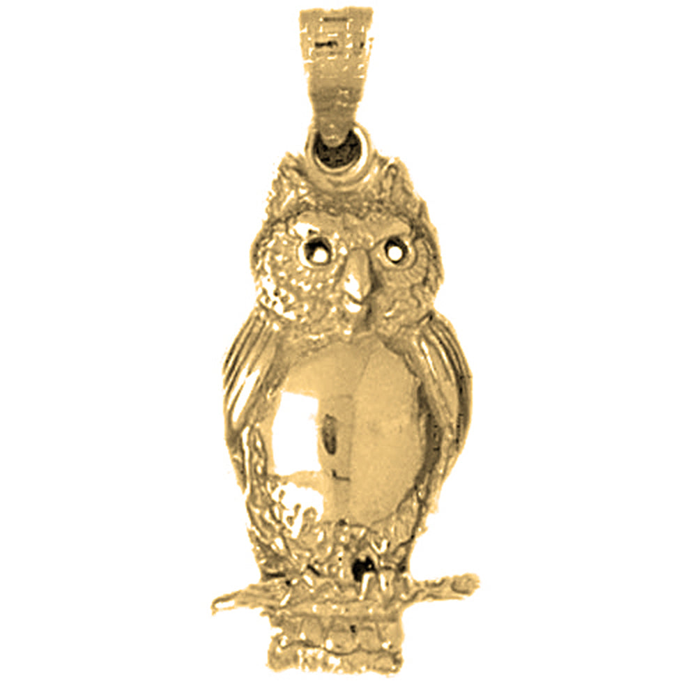 Yellow Gold-plated Silver Owl Pendant