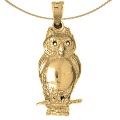 Sterling Silver Owl Pendant (Rhodium or Yellow Gold-plated)