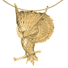 Sterling Silver Owl Pendant (Rhodium or Yellow Gold-plated)