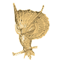 Yellow Gold-plated Silver Owl Pendant