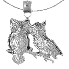 Sterling Silver Owl Pendant (Rhodium or Yellow Gold-plated)
