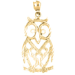 Yellow Gold-plated Silver Owl Pendant