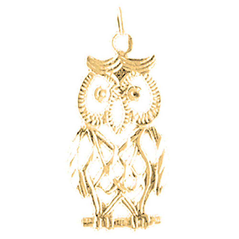 Yellow Gold-plated Silver Owl Pendant