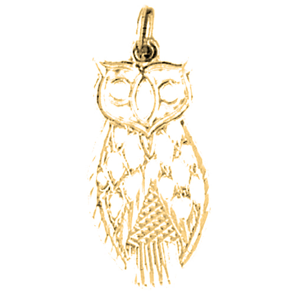 Yellow Gold-plated Silver Owl Pendant