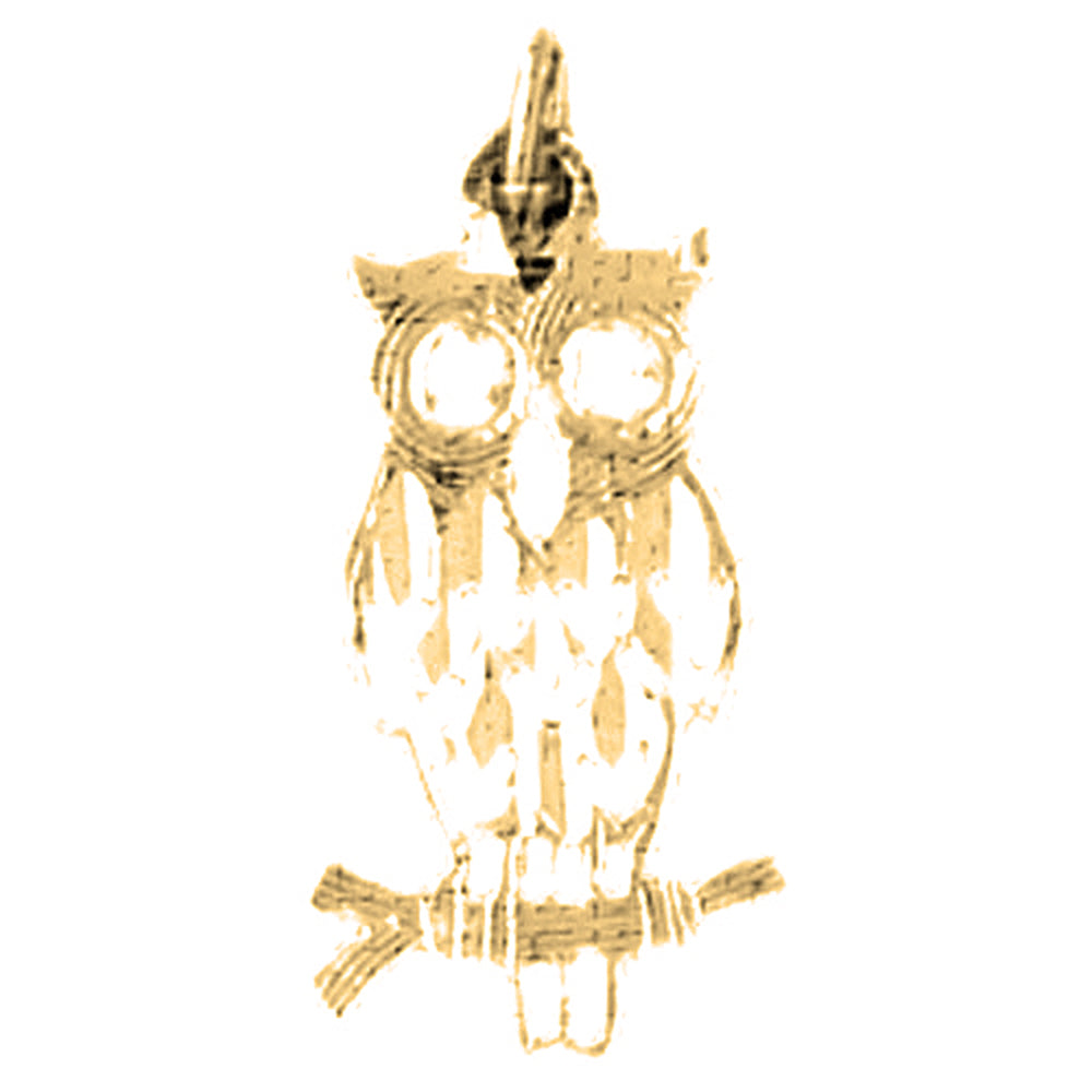 Yellow Gold-plated Silver Owl Pendant