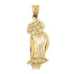 Yellow Gold-plated Silver Owl Pendant