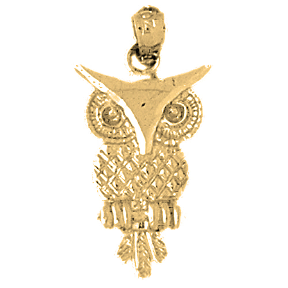 Yellow Gold-plated Silver Owl Pendant