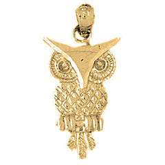 Yellow Gold-plated Silver Owl Pendant