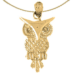 Colgante de búho de plata de ley (bañado en rodio o oro amarillo)