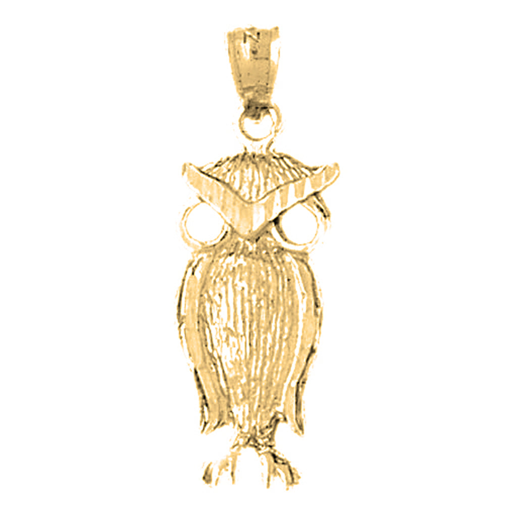 Yellow Gold-plated Silver Owl Pendant