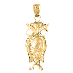 Yellow Gold-plated Silver Owl Pendant