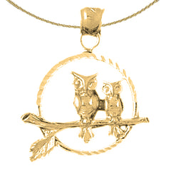 Colgante de búho de plata de ley (bañado en rodio o oro amarillo)