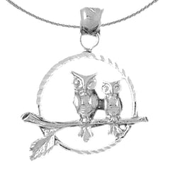 Colgante de búho de plata de ley (bañado en rodio o oro amarillo)