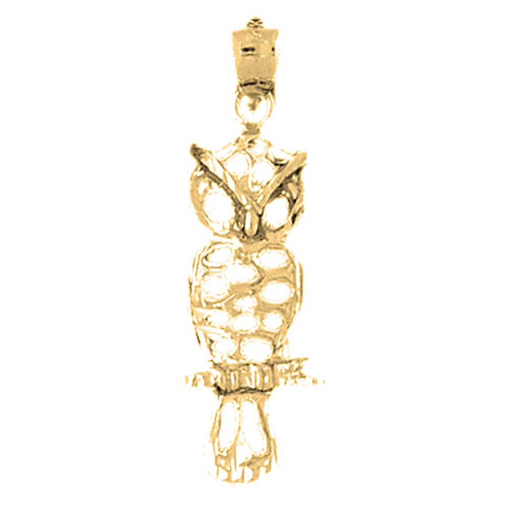Yellow Gold-plated Silver Owl Pendant