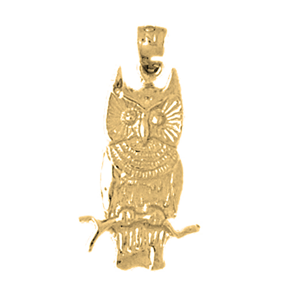 Yellow Gold-plated Silver Owl Pendant