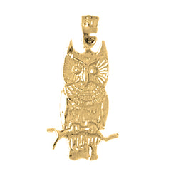 Yellow Gold-plated Silver Owl Pendant