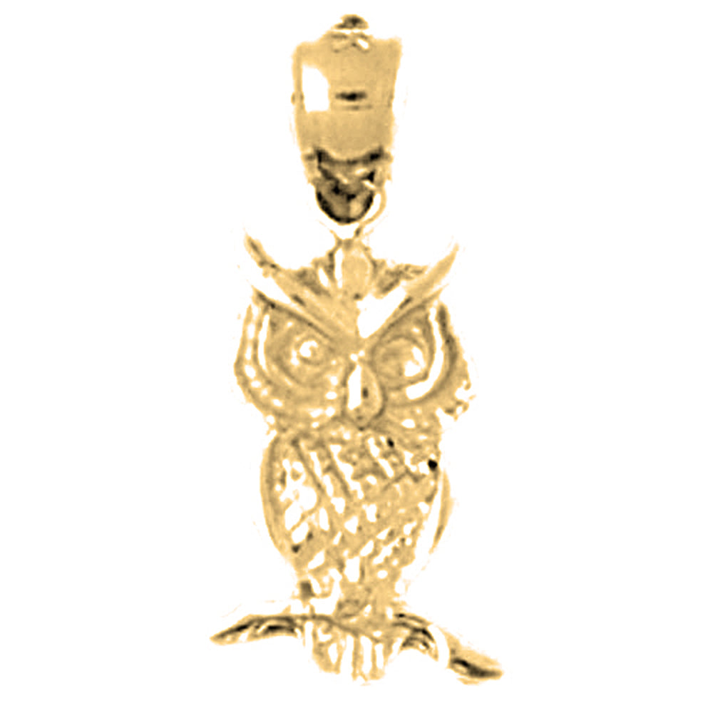 Yellow Gold-plated Silver Owl Pendant