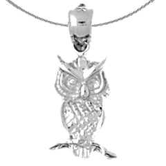 Colgante de búho de plata de ley (bañado en rodio o oro amarillo)