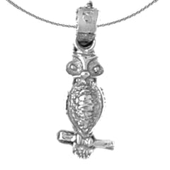 Colgante de búho de plata de ley (bañado en rodio o oro amarillo)