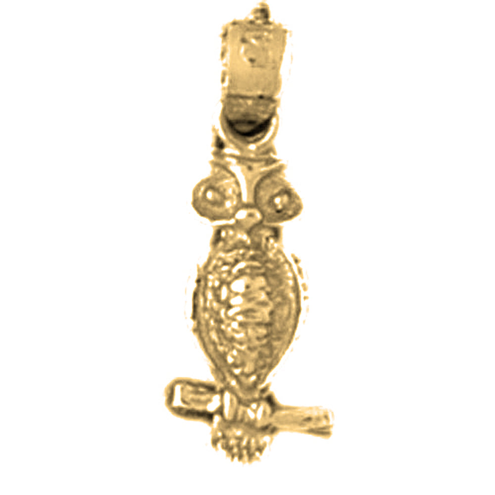 Yellow Gold-plated Silver Owl Pendant