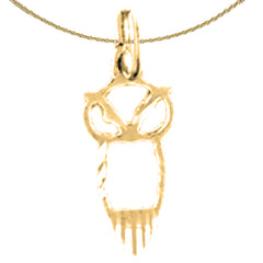 Sterling Silver Owl Pendant (Rhodium or Yellow Gold-plated)