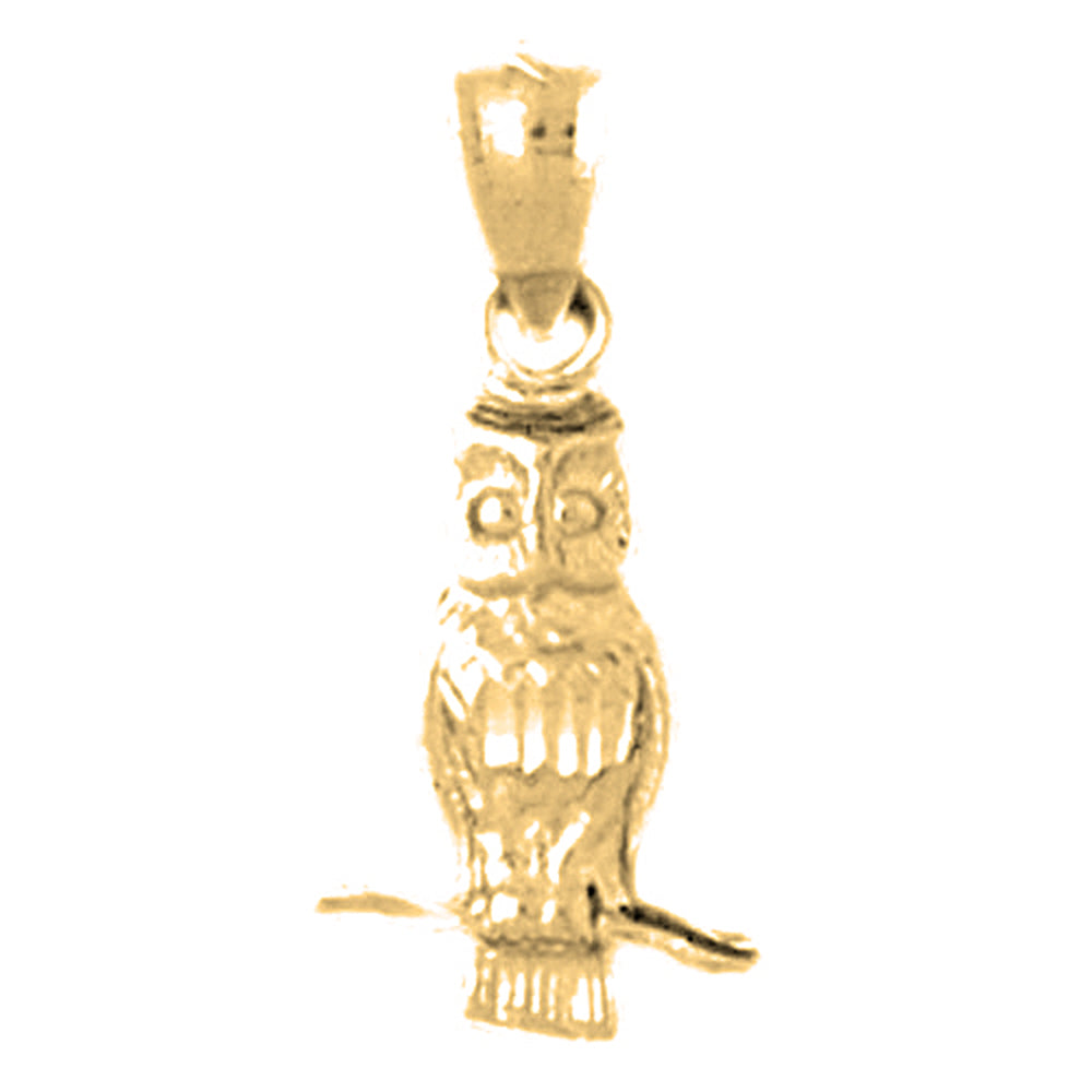 Yellow Gold-plated Silver Owl Pendant