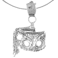 Colgante de búho de plata de ley (bañado en rodio o oro amarillo)