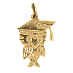 Yellow Gold-plated Silver Owl Pendant