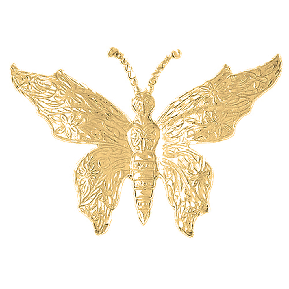 Yellow Gold-plated Silver Butterflies Pendant